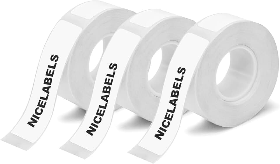 White thermal self-adhesive label tape, 3 rolls, 390 labels