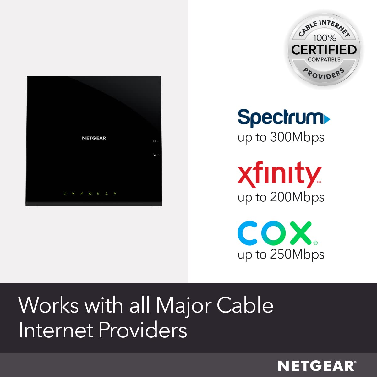 Cable Modem Wi-Fi Router Combo C6250 - Compatible with All Cable Providers Including Xfinity by Comcast, Spectrum, Cox | for Cable Plans Up to 300 Mbps | AC1600 Wi-Fi Speed | DOCSIS 3.0