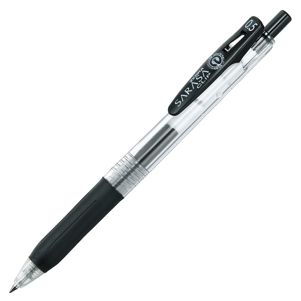 Set of 10 black gel ballpoint pens, 0.5 mm