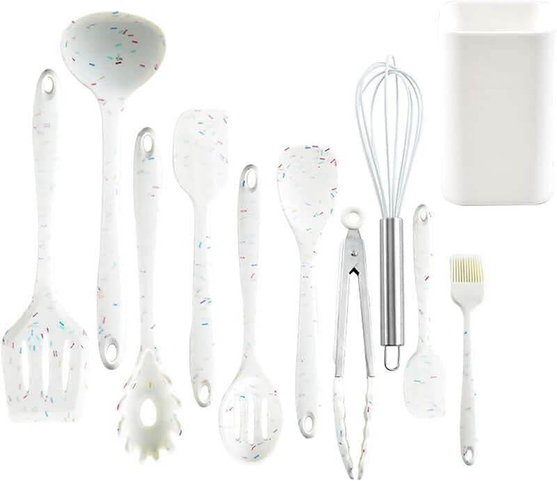 10-Piece White Silicone Cooking Utensil Set