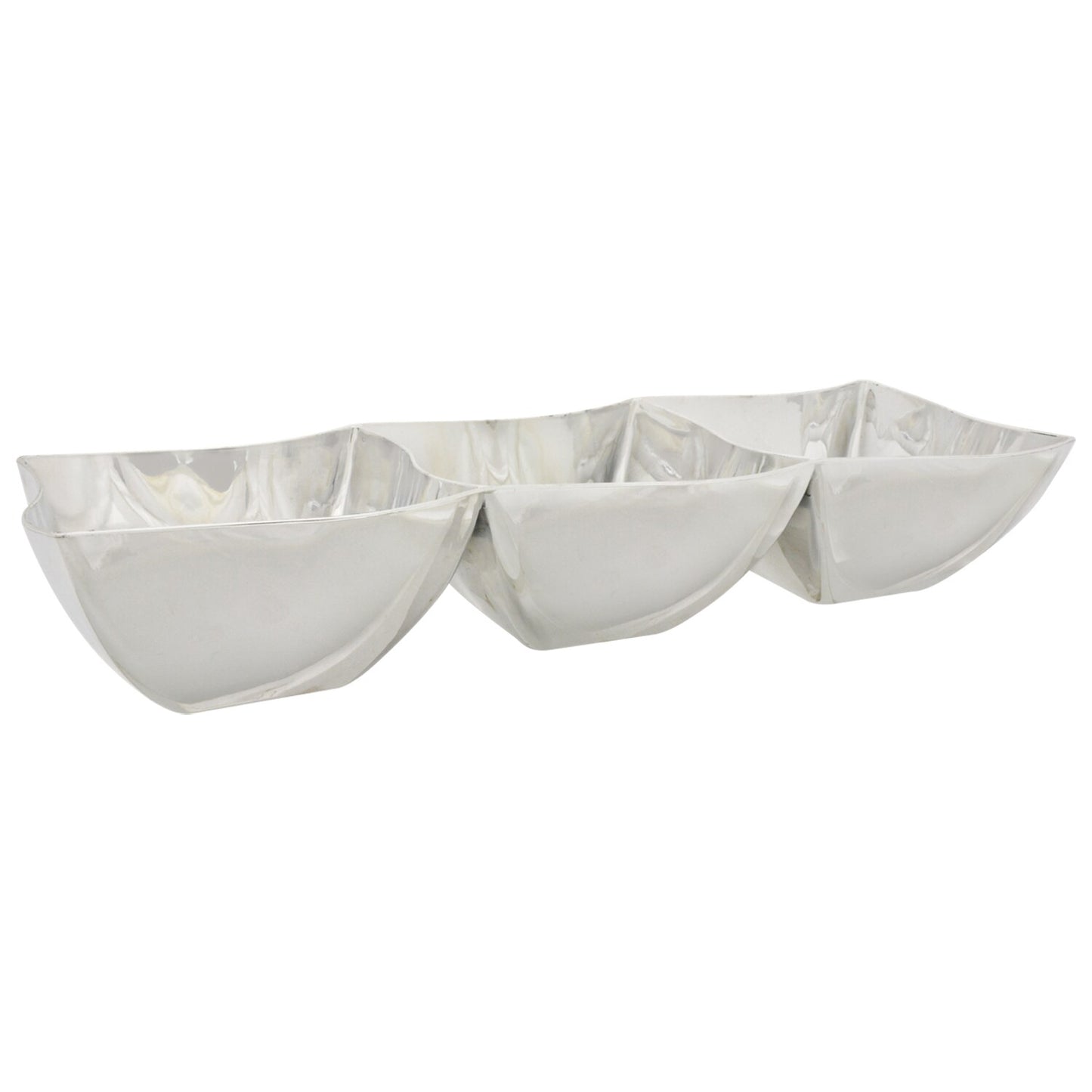 Silver Plastic 3-Section Trays, 12x5-in. (Pack of 4)