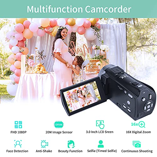 Camcorders HDV-V12 HD 1080P Video Camera Recorder Infrared Night Vision Camera Camcorders with 16G SD Card and 2 Batteries