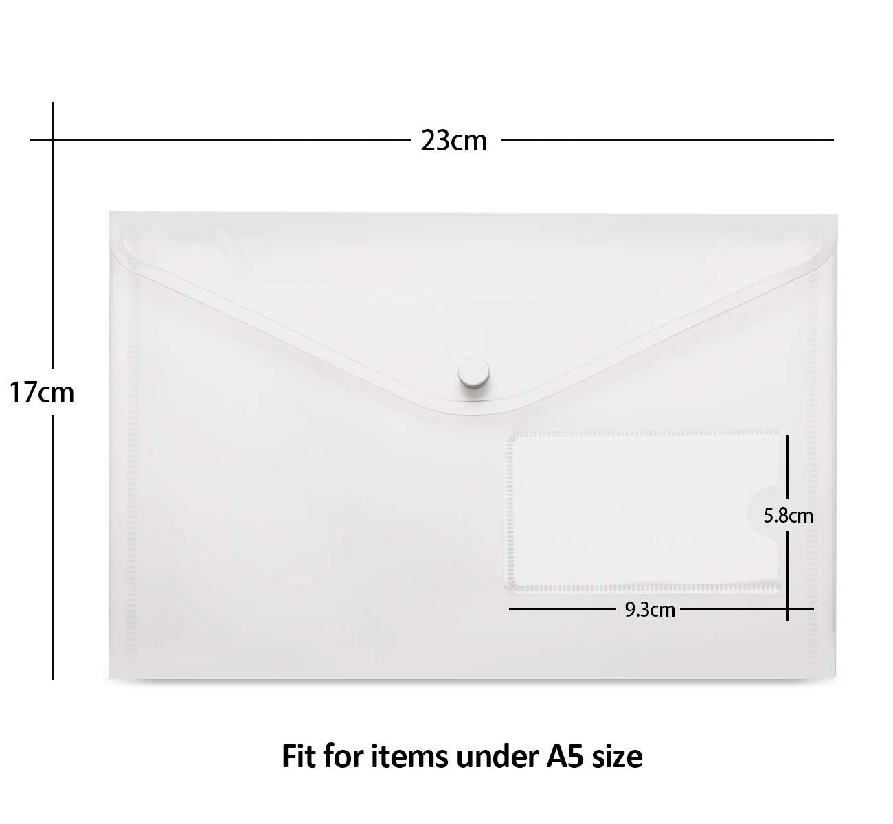 24 Clear Plastic A5 Envelopes with Snap Closure