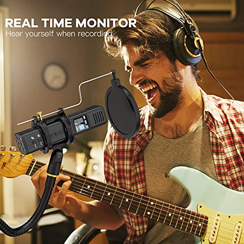 Studio Microphone, Condenser Recording Microphone for Phone & Computer Mac Tablet, Metal DJ Mixer Mic with Gooseneck Arm Clamp Mount for Singing Podcasting Streaming YouTube TikTok Videos