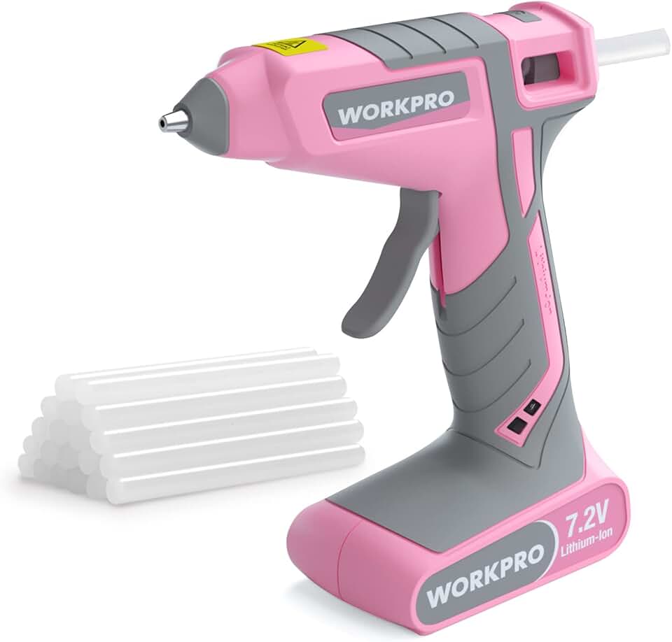 Pink Cordless Hot Melt Glue Gun with 20 Mini Sticks