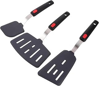 Set of three silicone cooking spatulas for frying and stirring