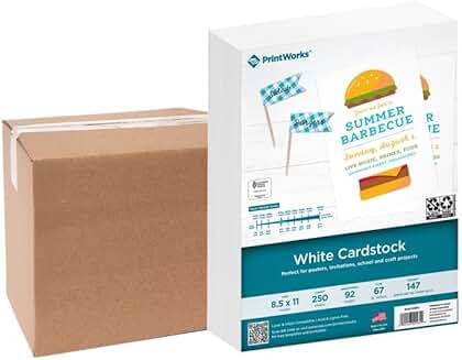 White Cardstock 8.5 x 11 67 lb Vellum Bristol 750 Sheets