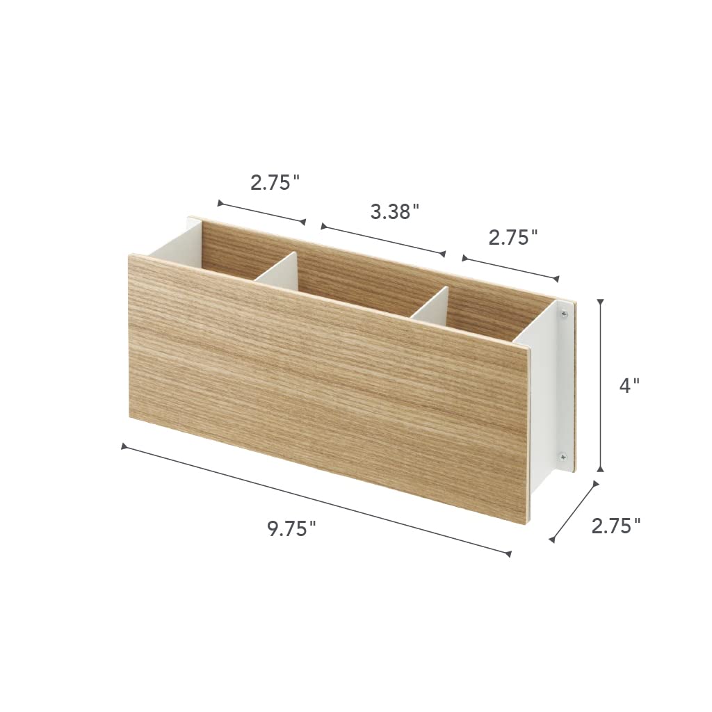 Small Steel and Wood Desk Organizer for Remote and Pen