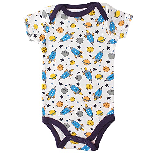 Uni  Baby Cotton Bodysuits, Rocket, 0-3 Months