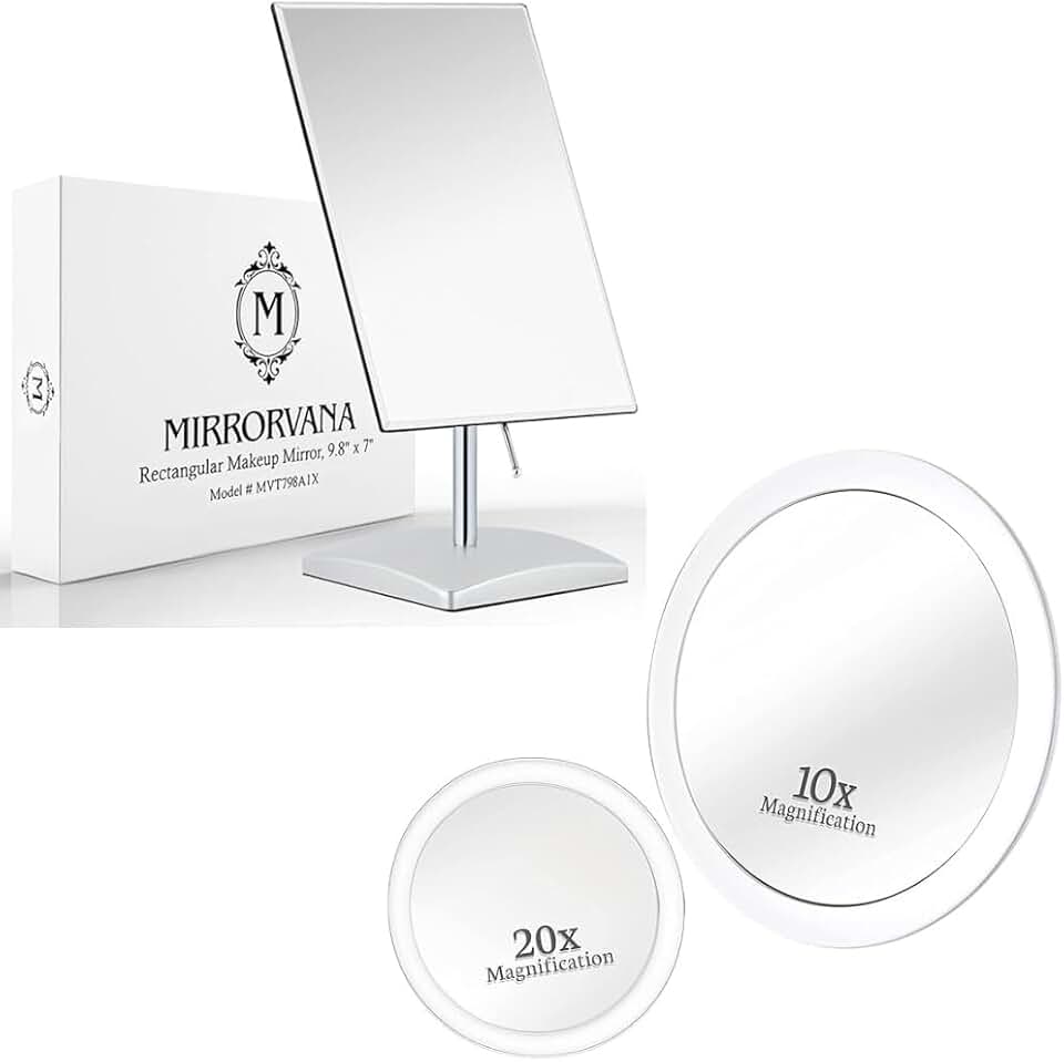 Magnifying Makeup Mirror Set with Suction Cups and Stand