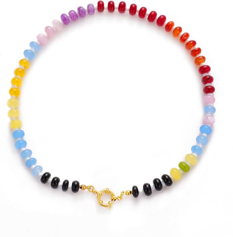 Colorful Beaded Natural Stone Necklace for Women