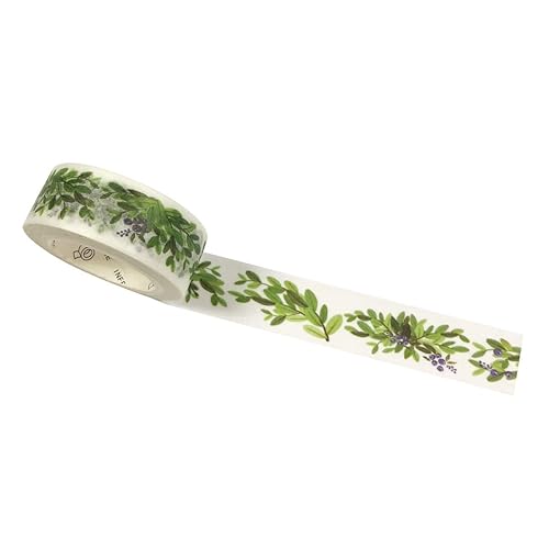 Evergreen Flowers and Greens Washi Tape 15mm x 7m