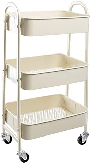 Movable 3-Tier Metal Makeup Organizer Cart