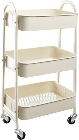 Movable 3-Tier Metal Makeup Organizer Cart