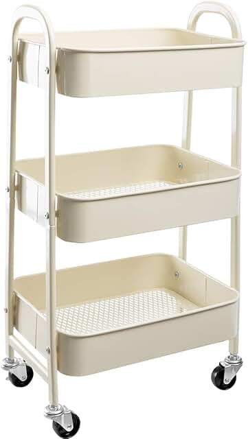 Movable 3-Tier Metal Makeup Organizer Cart