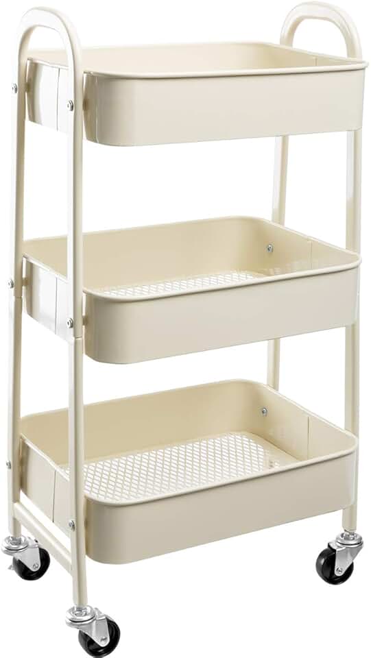 Movable 3-Tier Metal Makeup Organizer Cart