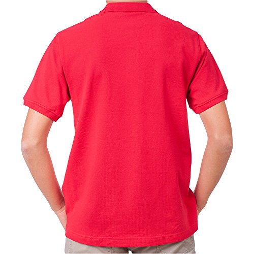 Young Men's Prep School Uniform - Short Sleeve Polo Shirt (Small (34/36), Red)