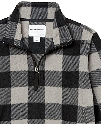 Boys' Polar Fleece Quarter-Zip Pullover Jacket, Grey, Buffalo Check, Small