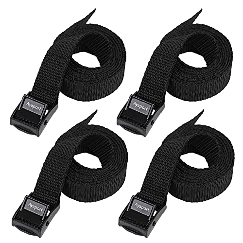 Lashing Straps with Buckles Adjustable Cam Buckle Tie Down Cinch Strap for Packing Black 4 Pack (0.75'' x 48'')