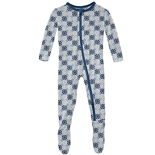 Print Footie with Zipper, Fitted Long Sleeve Pajamas, Ultra Soft Everyday One-Piece Loungewear (Pond Candy - 0-3 Months)