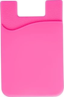 Pink Silicone Phone Card Holder with Adhesive Pocket
