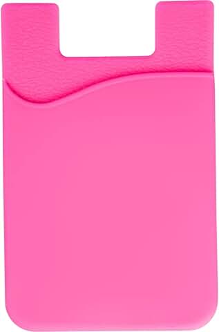 Pink Silicone Phone Card Holder with Adhesive Pocket