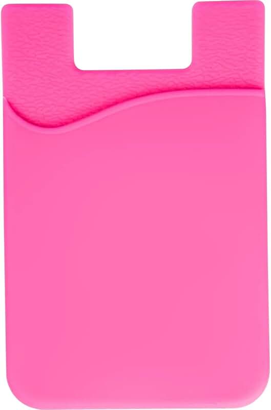 Pink Silicone Phone Card Holder with Adhesive Pocket