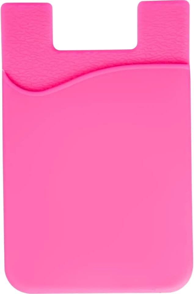 Pink Silicone Phone Card Holder with Adhesive Pocket
