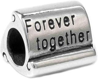 Solid Sterling Silver Forever Together Scroll Bead Charm