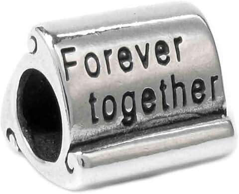Solid Sterling Silver Forever Together Scroll Bead Charm