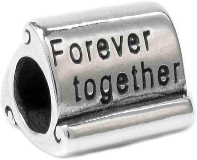 Solid Sterling Silver Forever Together Scroll Bead Charm
