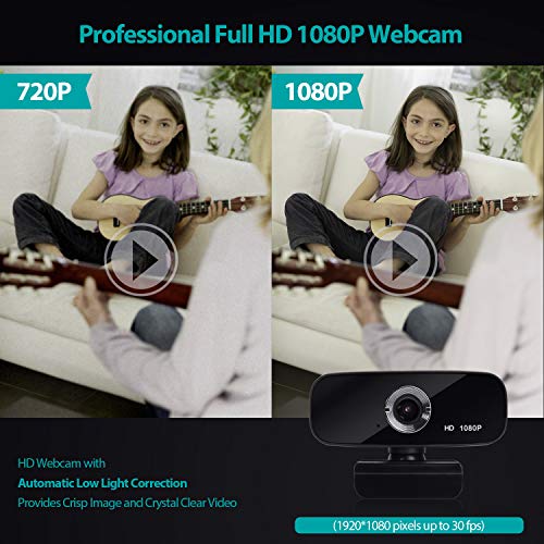 Webcam with Microphone, 1080P HD Webcam with Privacy Cover and Tripod, Computer HD Streaming Webcam, USB Web Camera for Calling & Recording Conferencing/Business Meeting/Gaming