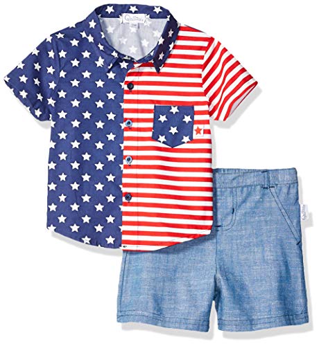 Boys  Toddler Freedom 2 Pc Set with Woven Shirt and Shorts, 3-6 Months