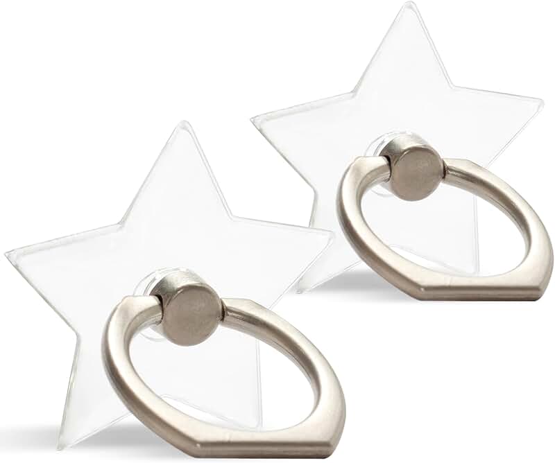 Two Transparent Finger Ring Phone Holders with 360° Rotation
