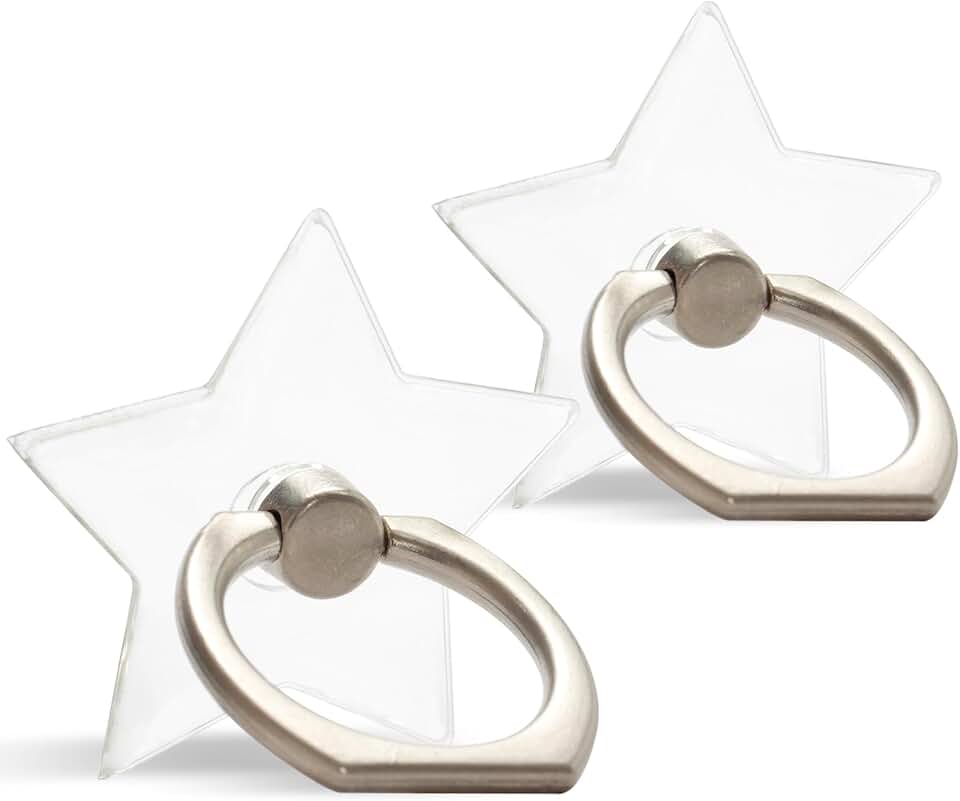Two Transparent Finger Ring Phone Holders with 360° Rotation