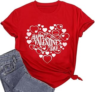 Valentine's Heart Graphic Short Sleeve Tee for Women