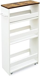 White 4-Tier Slim Mobile Storage Cart