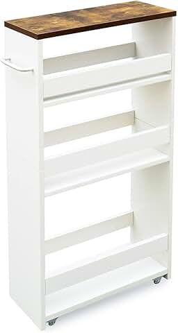 White 4-Tier Slim Mobile Storage Cart