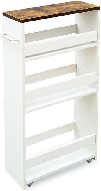 White 4-Tier Slim Mobile Storage Cart