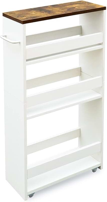 White 4-Tier Slim Mobile Storage Cart