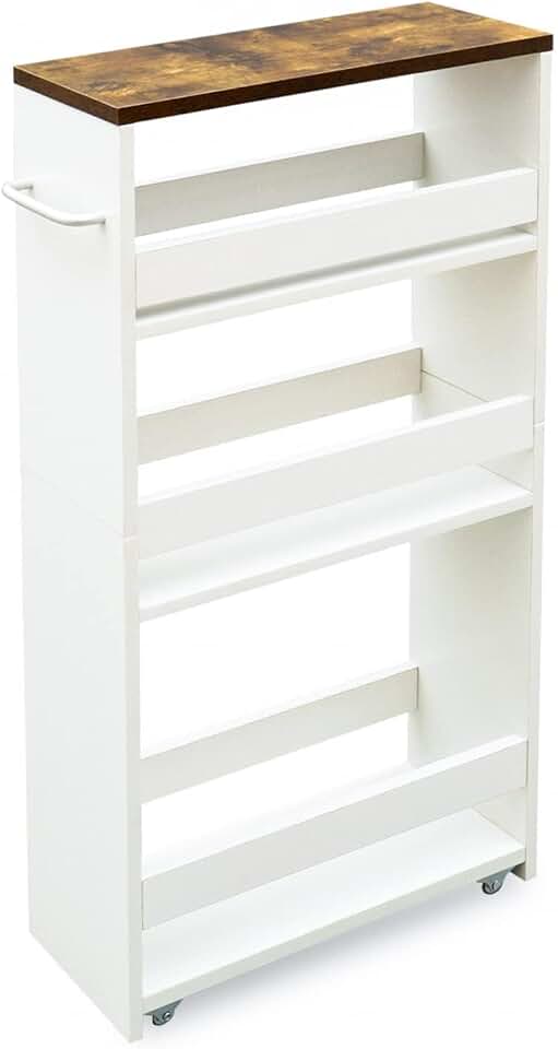White 4-Tier Slim Mobile Storage Cart