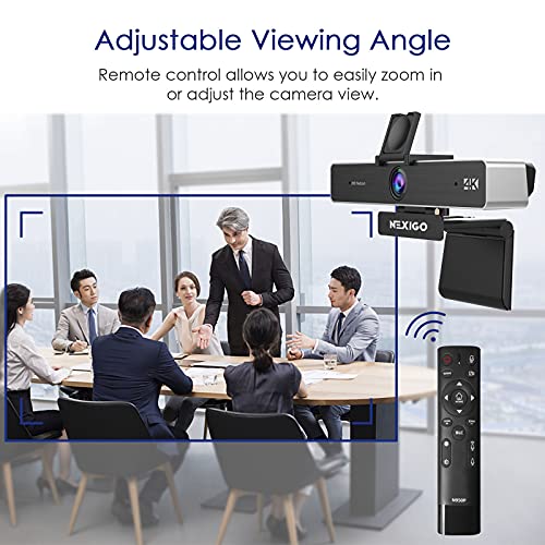Zoom , N950P 4K Zoomable Webcam with Remote Control, Sony_Starvis Sensor, 5X Digital Zoom, Pro Web Camera with Dual Stereo Mics, for Zoom Skype Teams Twitch