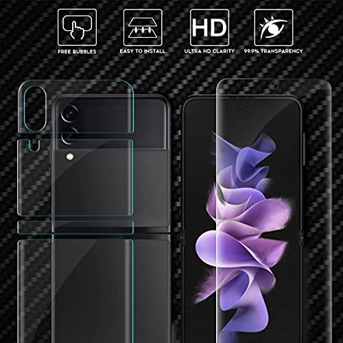(3 Sets 12 Packs) Compatible for Samsung Galaxy Z Flip 3 5G Soft TPU Screen Protector (Upgraded Version) (Not Glass), Premium Quality Edge to Edge (Full Coverage) High Definition Bubble-Free (Lifetime
