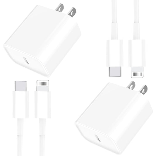 iPhone 20W USB C Fast Charger 2 Pack with Lightning Cable
