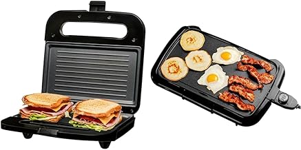 Electric Panini Press and Griddle with Nonstick Surface