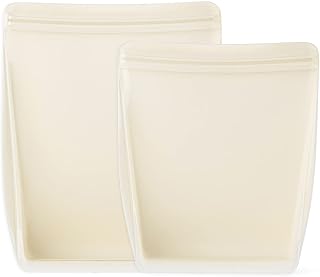 Silicone Reusable Storage Bags, 2 Pack, Cream