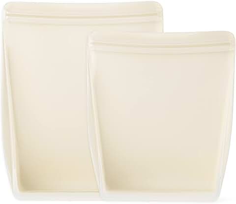 Silicone Reusable Storage Bags, 2 Pack, Cream