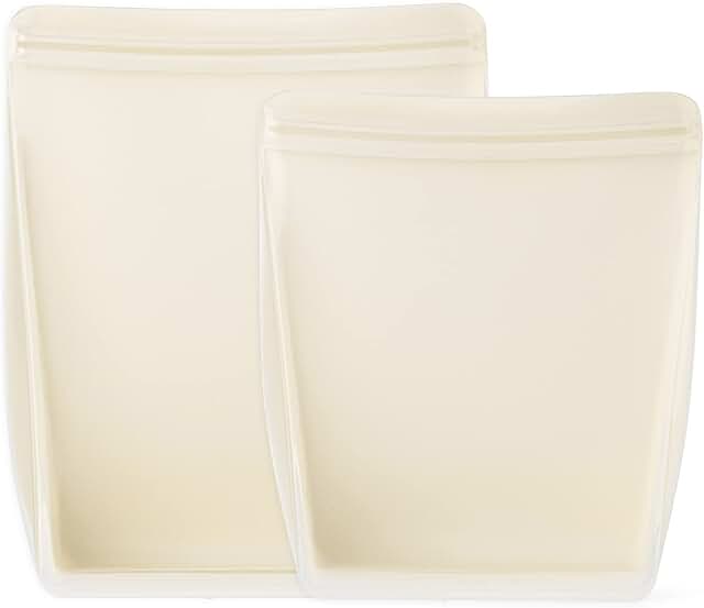 Silicone Reusable Storage Bags, 2 Pack, Cream