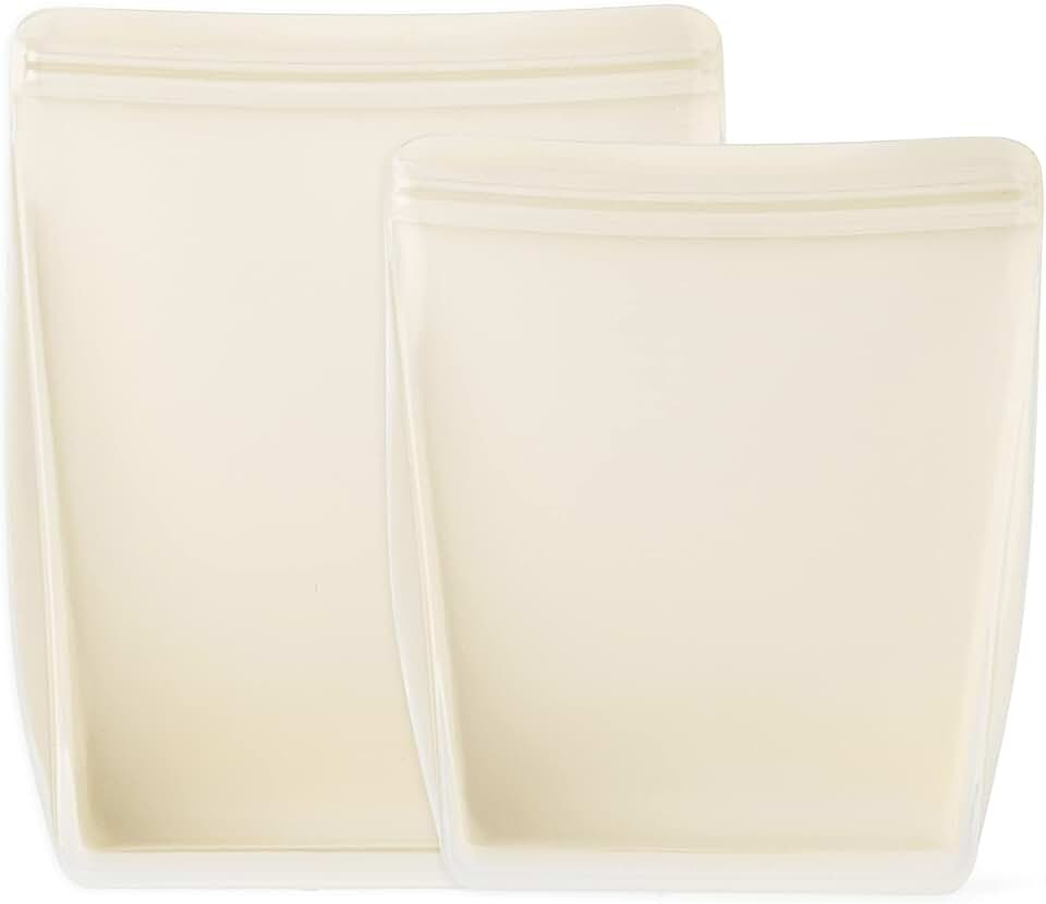 Silicone Reusable Storage Bags, 2 Pack, Cream