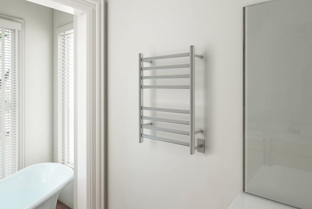 AN-5430 Prima Dual Extended 8-Bar Wall Mount Hardwired and Plug-in Towel Warmer in Brushed Stainless Steel